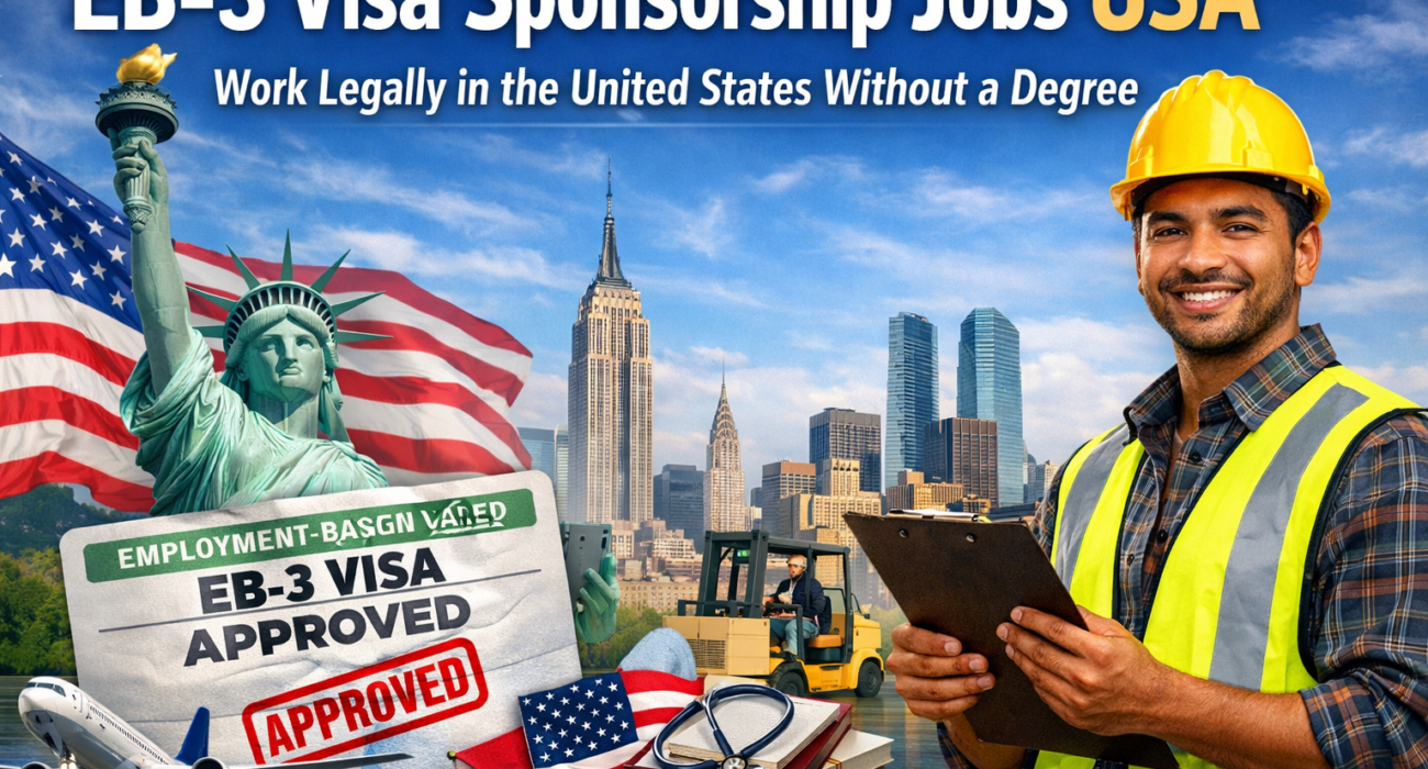 EB-3 visa sponsorship jobs USA for foreigners working legally in the United States without a degree