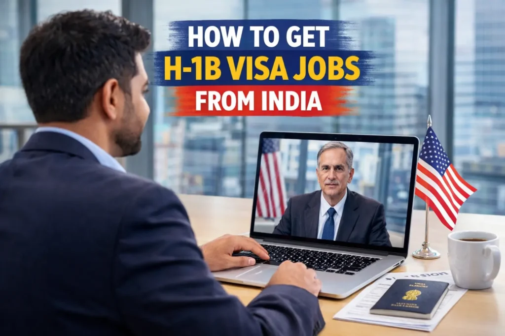 Indian man attending a video interview for H-1B visa sponsorship jobs in the United States